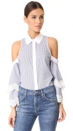 jonathan simkhai Cold Shoulder Ruffle Sleeve Top at Shopbop